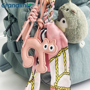 Gantungan kunci lucu kulit kucing Dachshund huruf tali simpul dihiasi multiwarna opsional tas lucu ornamen gantung - Product Image 1