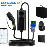 Chargeur EV portable intelligent Shineyou, charge programmée, détection des pannes, prise de type 2, sortie 3,5-22 kW, entrée 200-220 V, certifié CE