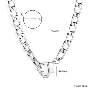 Collar de acero inoxidable con cierre de corazón estilo Hip Hop europeo americano para hombres y mujeres, regalo diario, joyería de moda. - Product Image 5