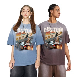 T Shirts High Quality <b>Blank</b> Men 270 260 250 Gsm Custom Heavy <b>Weight</b> Cotton Oversized T-Shirt Vintage Acid Wash Washed T Shirt - Product Image 1