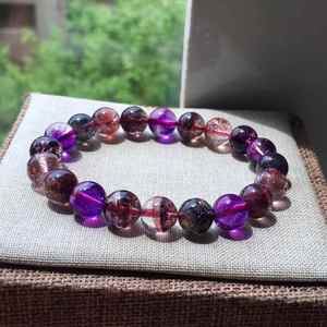 Pulsera de cristal de Cuarzo rutilado púrpura natural súper 7 semipreciosa al por mayor para regalos de joyería - Product Image 3