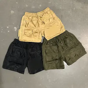 Custom Embroider Logo Multiple Pockets Summer Cargo pants Solid Color Beachwear Wholesale Trunk Men's Swim Shorts For men