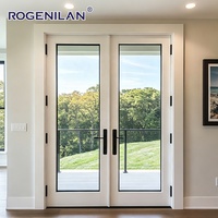 Puerta Corredera de Aluminio Ultra Estrecha para Exteriores Rogenilan, Puerta Francesa de Doble Hoja con Vidrio Templado y Aislamiento Energético