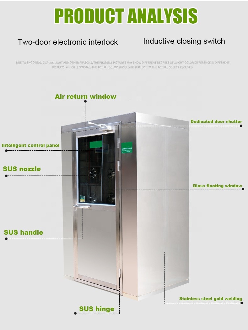 SUS304 Clean Room Stainless Steel Air Shower 1kw 220V Pass Through
