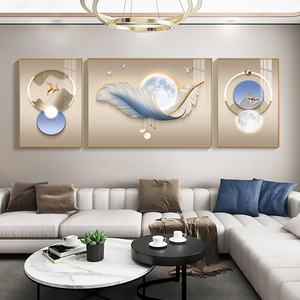 Peinture Décorative Murale en Porcelaine de Cristal de Luxe Moderne, Impressions HD sur Toile de Plumes pour Salon - Product Image 3