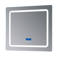 Miroir de salle de bain intelligent rectangulaire élégant avec éclairage LED, commande tactile, anti-buée et affichage de l'heure