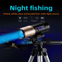 Lampe de pêche super lumineuse rechargeable par USB, portée d'éclairage de 200-500 m, en alliage d'aluminium, affichage couleur, zoom, étanche