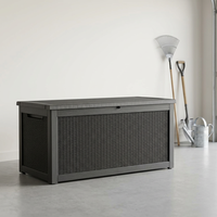 Boîte de rangement extérieure étanche de 320 gallons avec résine résistante aux UV, adaptée aux terrasses, jardins et piscines