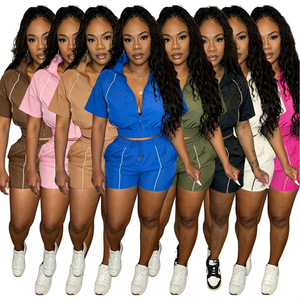 Spring Summer Women's Outfits Crop Top Shorts 2 Piece Short <strong>Matching</strong> <strong>Sets</strong> Women <strong>Jogger</strong> <strong>Set</strong> Two Piece Women Clothing - Product Image 1