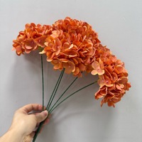 H-1033 Bunga Hydrangea Buatan Tangan Besar untuk Dekorasi Pernikahan, 5 Cabang 5 Kepala, Buket Bunga untuk Upacara Thanksgiving dan Natal