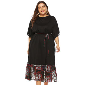 All'ingrosso Plus Size <span class=keywords><strong>abito</strong></span> Vintage manica <span class=keywords><strong>a</strong></span> <span class=keywords><strong>pipistrello</strong></span> cravatta lunga <span class=keywords><strong>abito</strong></span> Casual - Product Image 2