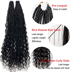 Capelli tracciati umani che sono già intrecciati pre-avvolti estremità ricci naturali intrecciate per trecciare le estensioni dei capelli - Product Image 3