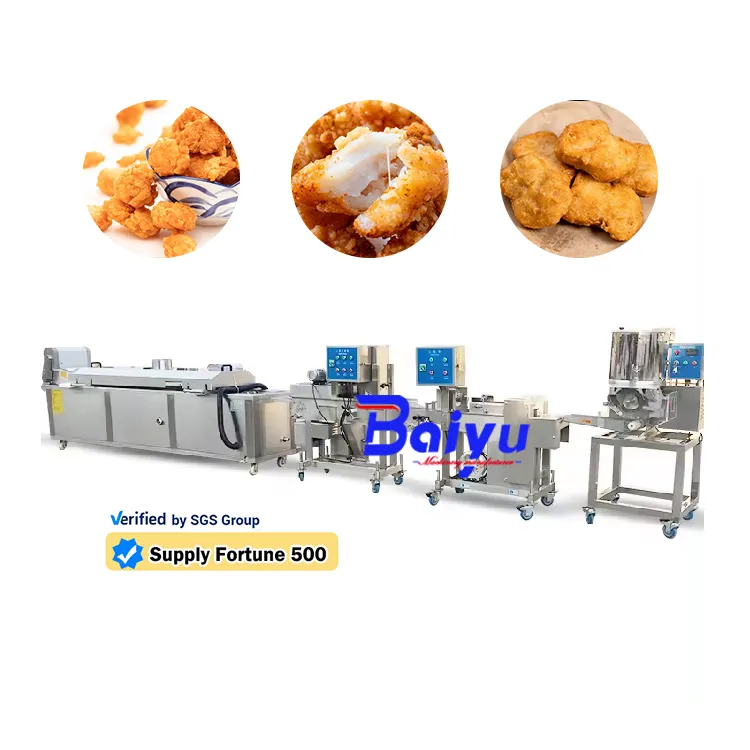 Baiyu automatische Brot-Hamburger-Hühnchen-Nuggets-Brotmaschine zerkleinern Beschichtung Produktionslinie Herstellungsmaschine