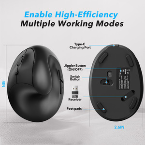 เมาส์ไร้สาย JOMAA สำหรับคนถนัดซ้าย แบบจับแนวตั้ง ชาร์จได้ พร้อมดีไซน์ตามหลักสรีรศาสตร์ และโหมดประหยัดพลังงาน สำหรับคอมพิวเตอร์แล็ปท็อป - Product Image 5