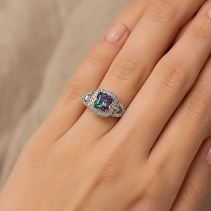 Bague fantaisie en forme de diamant coloré pour femme, bijou de doigt luxueux et étincelant - Product Image 2