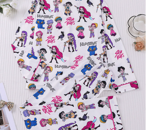 Nuevo Conjunto de Pijama de Verano a la Moda, Estampado de Dibujos Animados K-Pop, Poliéster Suave, Manga Larga, Pantalones Cortos, Conjunto de Dos Piezas, Ropa de Dormir para el Hogar - Product Image 4