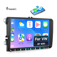 Lecteur MP5 Podofo 2Din 9 pouces pour Volkswagen Autoradio Radio de voiture CarPlay sans fil et Android Auto BT Commande au volant
