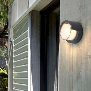 Venta al por mayor de forma redonda al aire libre jardín pared LED lámparas de aluminio redondo pared Sconce Light - Product Image 4