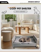 Ensemble de lit carré pour animaux de compagnie en bois massif, canapé-lit personnalisé avec tapis pour chiens et chats