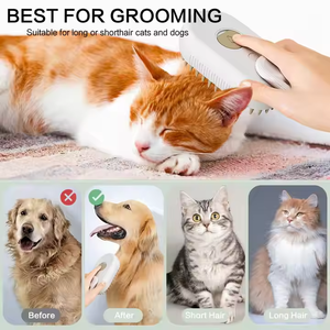 Multifunctional Rotating Lightweight Cat Grooming Steamer <b>Brush</b> Pet Hair Removal Spray Massage Comb 3-in-1 Hotel Use - Product Image 6