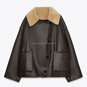 Giacca Reversibile in Pile e Pelle Personalizzata per l'Inverno, Fodera in Finta Pelliccia per <span class=keywords><strong>Donna</strong></span>, Doppio Strato - Product Image 3