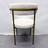 Chaise de salle à manger couleur crème avec dossier en laine d'agneau, style luxe léger, moderne et minimaliste, tabouret de manucure pour chambre, chaise de maquillage pour coiffeuse