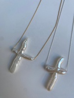 Venta al por mayor de joyería religiosa, regalos católicos hechos a mano sin deslustre, collar de Cruz de perlas de agua dulce barrocas opalescentes de oro PVD de 18K