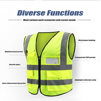 Gilet de sécurité personnalisé avec logo, multi-poches, fermeture éclair, réfléchissant, haute visibilité, vêtements de travail, gilet de sécurité routière