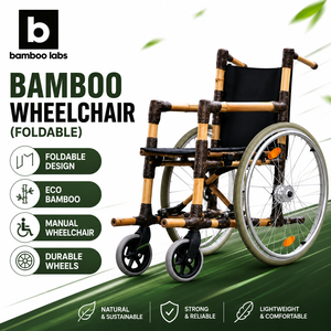 Silla de Ruedas Plegable de Bambú Ligera y Portátil, Ecológica, Sostenible, Impermeable, con Capacidad de 120 kg, Ayuda de Movilidad para Viajes - Product Image 3