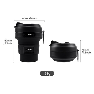 Gobelet en silicone pliable réutilisable et étanche, gobelets de voyage portables, tasse à café en silicone pliable de 12 oz avec couvercle et mousquetons - Product Image 2