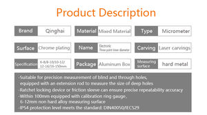 Qinghai Qingliang Hoge Precisie Digitale Elektronen Vernier Remklauwen 3-6Mm 0.001Mm Roestvrij Staal Driepunts Interne Micrometer - Product Image 4