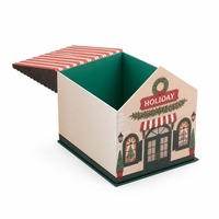 Boîte cadeau personnalisée en forme de maison de Noël avec couvercle articulé, imprimée, pliable, vente en gros, directement de l'usine pour la vente au détail et les cadeaux