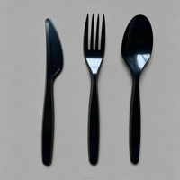 Ensemble de couverts jetables en plastique BPI PS 3.6G pour restaurants aériens, avec fourchette, couteau, cuillère et serviette, pour dégustation de plats