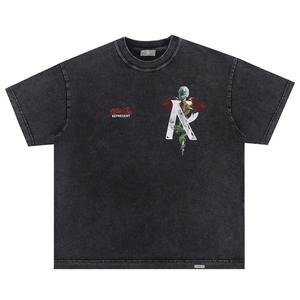 Custom High Quality Summer New Alphabet Evil Digital Print Wash Water to Do Old High Street Short Sleeve T-<b>shirt</b> for Men - Product Image 1