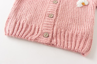 Pull en coton biologique tricoté pour bébé nouveau-né, motif de marguerite, cardigan brodé, tendance printemps-automne