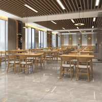 Solution de mobilier haut de gamme pour la restauration commerciale : Table de restaurant élégante en bois grainé et chaises ergonomiques à dossier pour la restauration fine