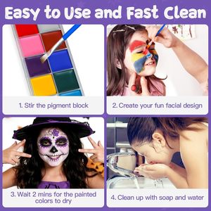 Set Profesional <span class=keywords><strong>de</strong></span> Pintura Corporal y Facial <span class=keywords><strong>de</strong></span> 12 Colores, No Tóxica, Paleta <span class=keywords><strong>de</strong></span> Pintura Facial para Dibujos Faciales - Product Image 5