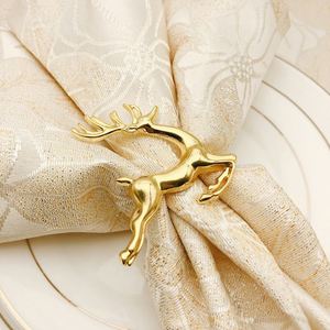 Boucle de serviette écologique en alliage d'aluminium plaqué or de cerf de Noël pour la décoration de fête - Product Image 3