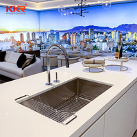 KKR haut de gamme personnaliser pierre artificielle Texture de marbre Surface solide vanité Top comptoir de cuisine