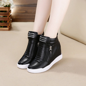 Bottines <span class=keywords><strong>à</strong></span> <span class=keywords><strong>talon</strong></span> <span class=keywords><strong>compensé</strong></span> pour femmes, chaussures décontractées avec semelle <span class=keywords><strong>à</strong></span> plateforme surélevée, de style décontracté - Product Image 3