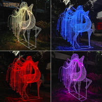 Décoration de Noël personnalisée en forme de renne 3D éclairé par LED, grande sculpture blanche chaude pour utilisation en place publique