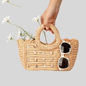 Nouveau Sac à Main en Coquillages Fait Main Printemps-Été pour Femme, Sac de Plage en Paille Tressée, Panier de Plage Simple en Paille - Product Image 2