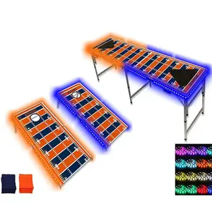 Outdoor Furniture Cornhole Boards With Color-Changing Led Glow Lights Beer Pong Table With Led Light