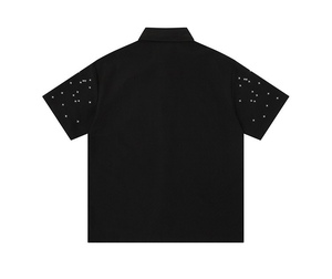 <span class=keywords><strong>Camicia</strong></span> Retrò a Maniche Corte da <span class=keywords><strong>Uomo</strong></span> con Colletto a Stella e Simbolo della Divisione, Vestibilità Ampia, Stile Casual Elegante per Giovani - Product Image 4