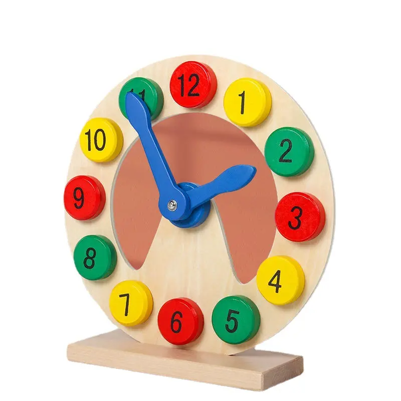Baby Children Wooden Clock, Baby & Toddler Toys Teaching Clocks Toy Time Number Cartoon Clocks for Kids Toddlers