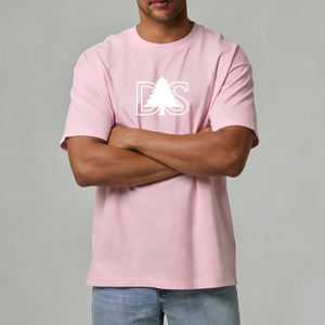 T-shirt de sport rose personnalisé avec broderie, 250 g/m², 100 % coton respirant, surdimensionné, t-shirt de luxe pour homme, poids lourd - Product Image 3