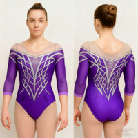 Justaucorps de gymnastique orange personnalisé avec motif argent et strass filles brillant formation Dancewear équipe Performance body
