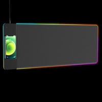 Grand tapis de souris avec charge sans fil rapide QI 10W, lumière LED, tapis de souris de jeu en caoutchouc, tapis de souris de jeu professionnel RGB