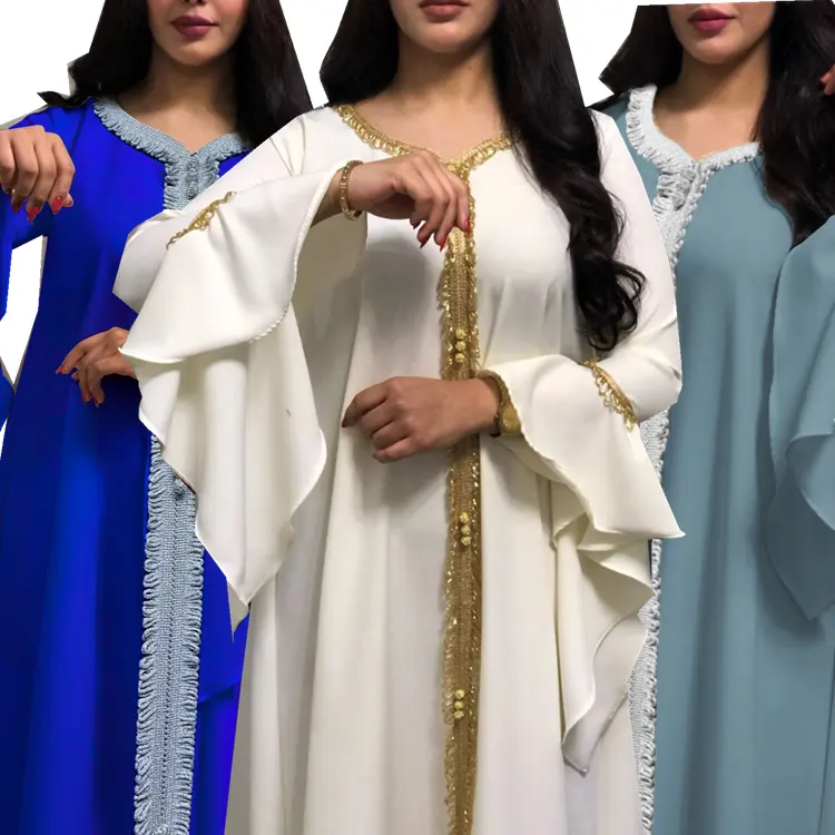 Kalabij OEM02 MOQ1 — robe musulmane élégante à volants, Kaftan marocain, modèles de tenue pour femmes