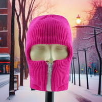 Masque intégral zippé Balaclava avec logo personnalisé Y2K, orange néon, tricoté, 1 trou, masque de ski coupe-vent unisexe pour la pêche et les activités quotidiennes en extérieur